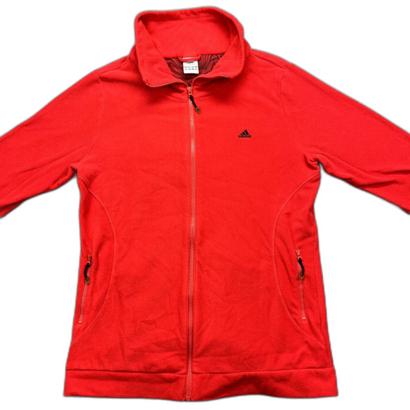 ADIDAS Men's Full Zip Jacket Size XL Cozy Fleece Red Athleisure Sports - Picture 1 of 14